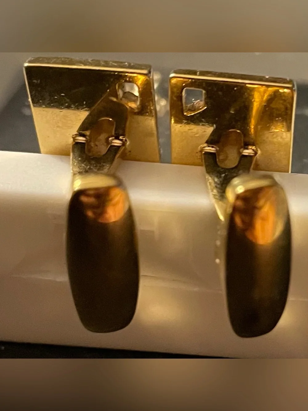 Yves Saint Laurent Gold and Black Rectangular Cufflinks